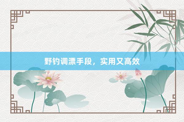 野钓调漂手段，实用又高效